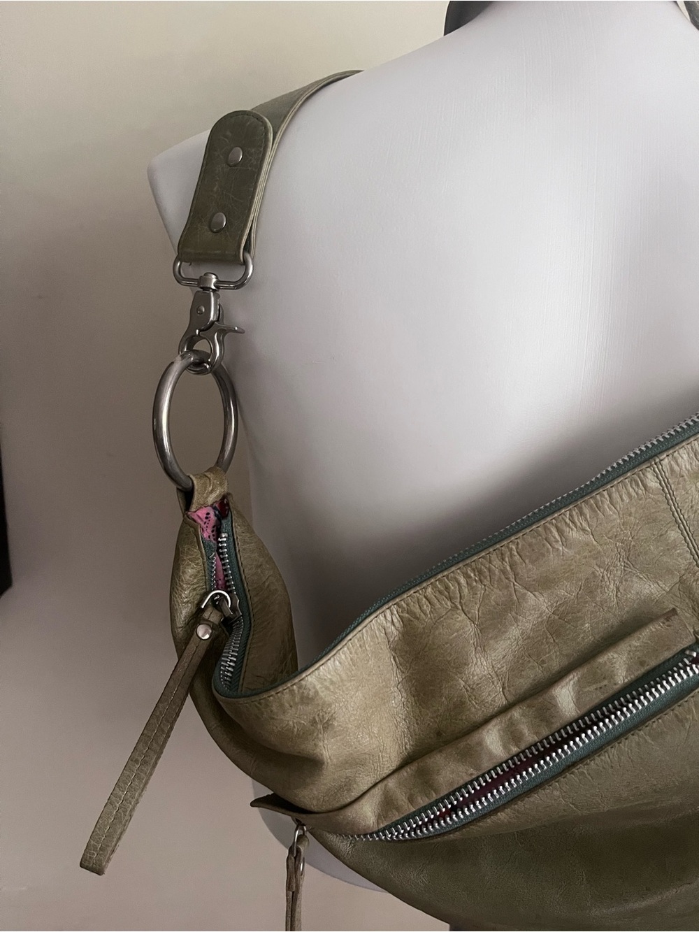 latico Olive-Taupe Leather Crossbody Satchel - Picture 6 of 14